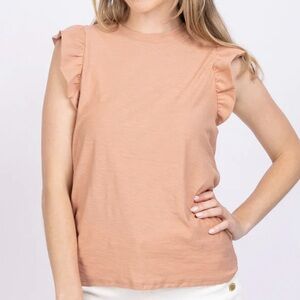 NWT NATION LTD Paulette Ruffled Sleeve Pink Tank Top (Bisou) large